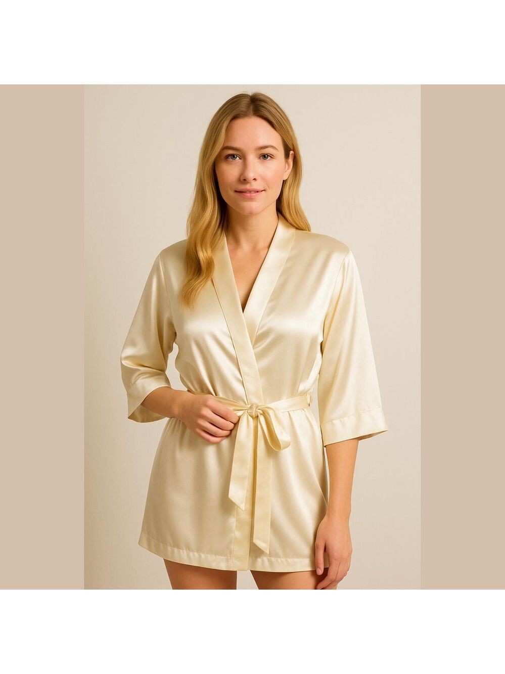 Girleo Elegant Ivory Satin Robe size small/medium